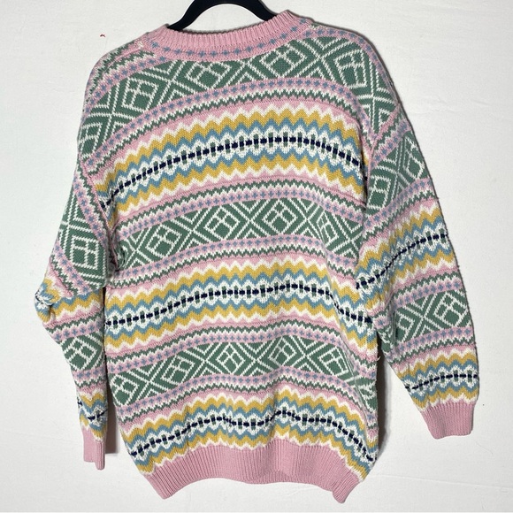 Vintage Cotton Ginny Striped Pastel Cotton Knit Crew Neck Sweater S - Picture 2 of 15